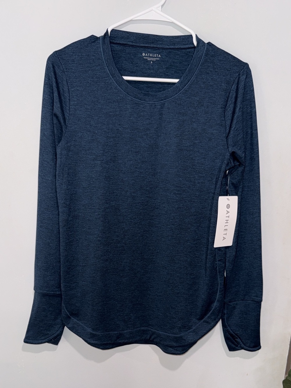 Athleta women’s Long-Sleeve Crew Tee in Dark Navy